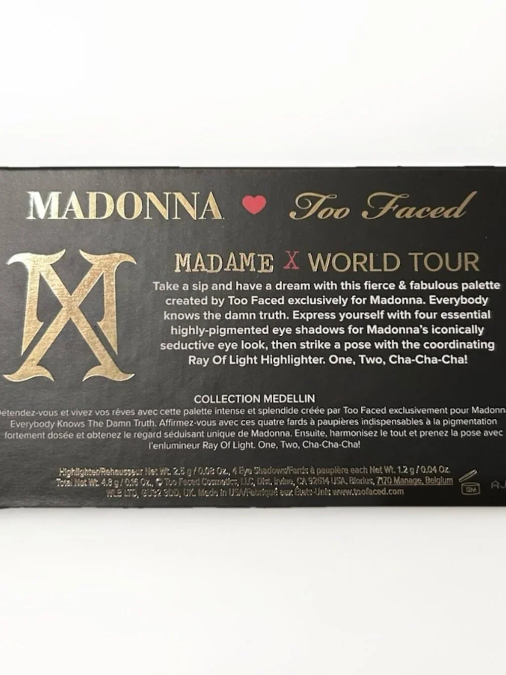 Madonna Loves Too Faced Medellin Collection Eyeshadow Palette NWOB